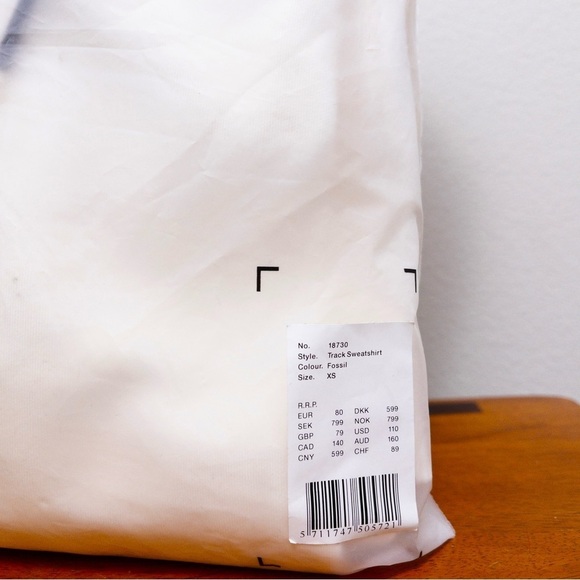 NWT Rains Track Sweatshirt XS Fossil Unisex Oversized Athleisure - Picture 6 of 7